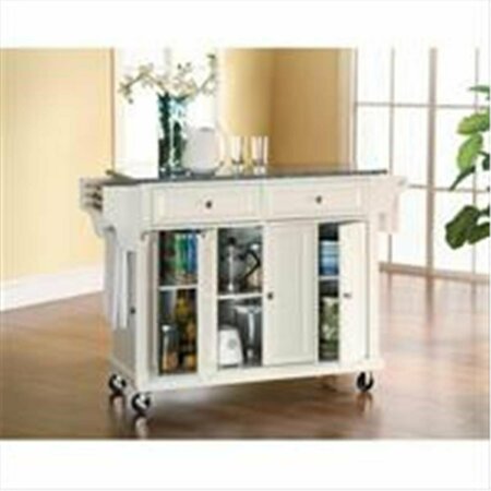 BETTERBEDS Crosley Furniture Solid Granite Top Kitchen Cart-Island in White Finish BE3043527